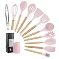 thumbnail image 1 of Kitchen Utensils Set 11Pcs Silicone Non-stick Barreled Cooking Utensils Set Silica Gel Utensil Wooden Handle Kitchenware Set, 1 of 5