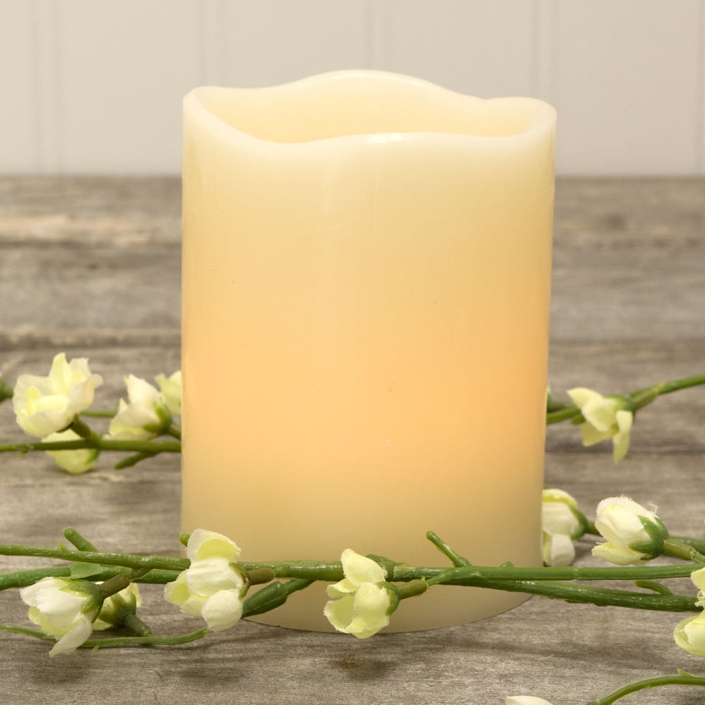 Event Decor Battery Operated Pillar Candle 4 inch Real Wax Pillar with ...