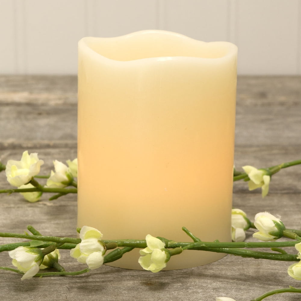 Event Decor Battery Operated Pillar Candle 4 inch Real Wax Pillar with