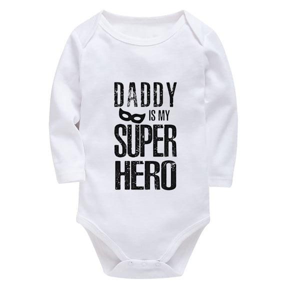 Daddy Is My Superhero Going Home Outfit for Baby Boy Long Sleeve Baby Bodysuit Neutral White 3-6 Month White Onesie