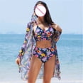 thumbnail image 2 of Trajes de Baño de Bikini de Mujer con Correas Impresas V Sexy Split Set de Tres Piezas, Diseño de Corte Alto para la Piscina de Playa Y las Vacaciones de Verano, 2 of 9