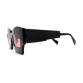 thumbnail image 2 of Womens Razor Blade Geometric Thick Horn Rim Temple Rectangle Sunglasses Black Burgundy, 2 of 4