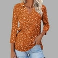 thumbnail image 2 of WCMZJ 3/4 Length Sleeve Womens Tops V Neck T Shirts Collar Work Blouses for Women Dressy Casual Sequin Polo Shirts Spring Summer Fall Top Fashion 2025 Orange S, 2 of 5