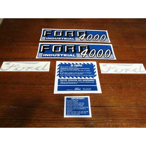 Ford 4000 Industrial Tractor Decals with Caution Decals