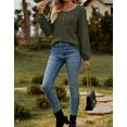thumbnail image 5 of Button Up Blouses Tops for Women Elegant Lantern Long Sleeve T-Shirts Ribbed Knitted Tunic Tee Shermie, 5 of 6