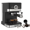 thumbnail image 1 of yeacher Aeomjk Retro Espresso Machine with 20Bar Pressure, Auto Milk Frother, 1.5L Tank, Single/Double Cup Brewing, Visual Thermometer, Compact Design for Latte & Cappuccino, 110V US Plug, Black, 1 of 7