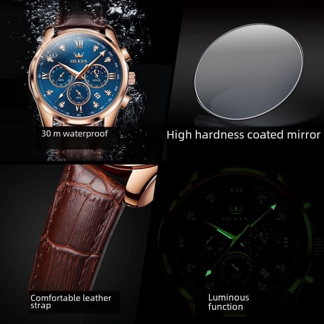 Correa de cuarzo multifuncional para relojes de hombre de negocios y ocio, relojes de hombre.