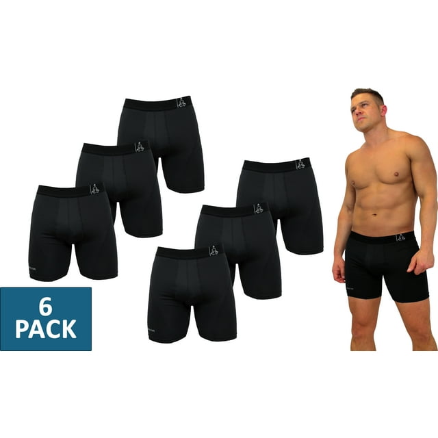 Temple Tape Compression Mens Underwear - Sports Performance Boxer Briefs 6-Pack