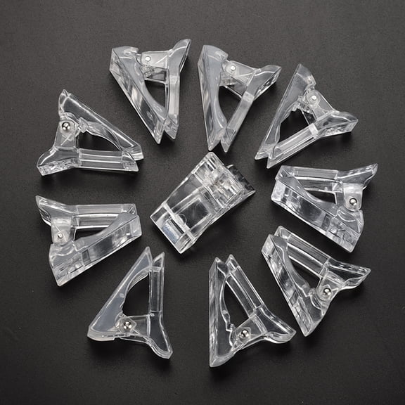 opvise 10Pcs/Set Nail Clip Practical Transparent Plastic Nail Decal Fixed Pincher for Girl