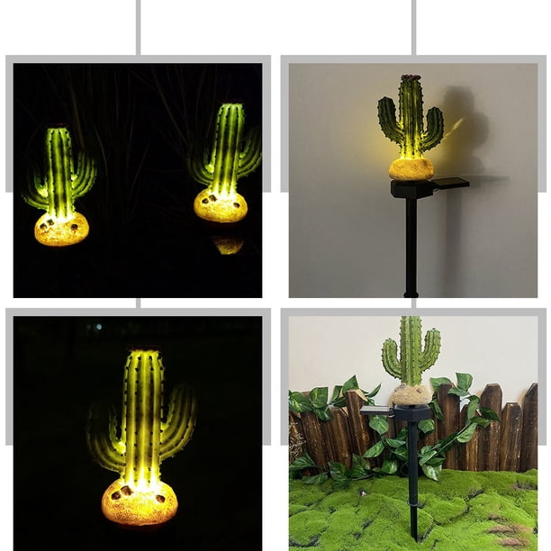 FESTFENDS Solar Cactus Para Jardín Exterior Decorativa Con Estaca Para Césped