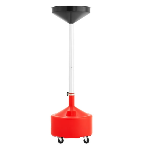 KFFKFF 8 Gallon Waste Oil Drain Tank, Industrial Fluid Collection Tank with Adjustable Funnel Height, Mobile Oil Drainer with Wheels, Fluid Transfer Solution for Workshops and Garages, Red
