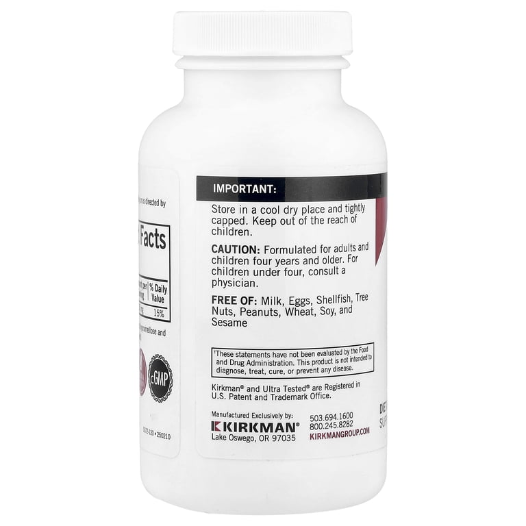 Kirkman Labs Calcium Bisglycinate Chelate, 200 mg, 120 Capsules