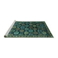 thumbnail image 2 of Ahgly Company Machine Washable Indoor Round Oriental Turquoise Blue Industrial Area Rugs, 6' Round, 2 of 4