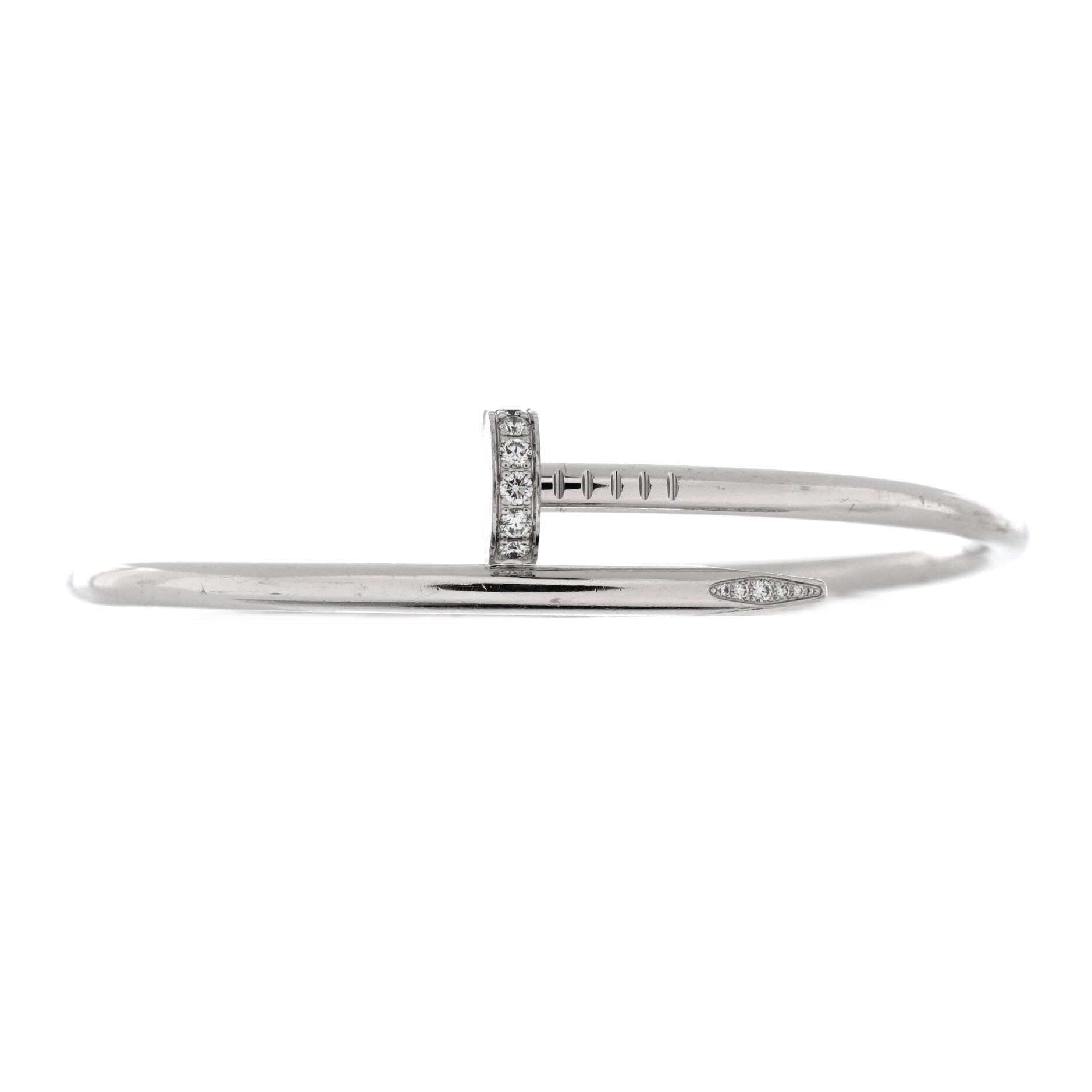 Pre-Owned Cartier Juste un Clou Bracelet 18K White Gold with Diamonds Classic By Rebag