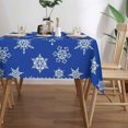 thumbnail image 4 of Christmas Snowflake Rectangle Tablecloth White Snowflakes Dark Blue Winter Table Cloth Dining Table Cover for Home Kitchen Restaurant Party Buffet Picnic 60 x 84 Inch, 4 of 7