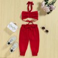thumbnail image 2 of Siilsaa Girls Easter Outfits Girl's 2 Piece Outfits Short Sleeve T Shirt and Floral Flare Bell Bottom Pants Sets Red,100, 2 of 7