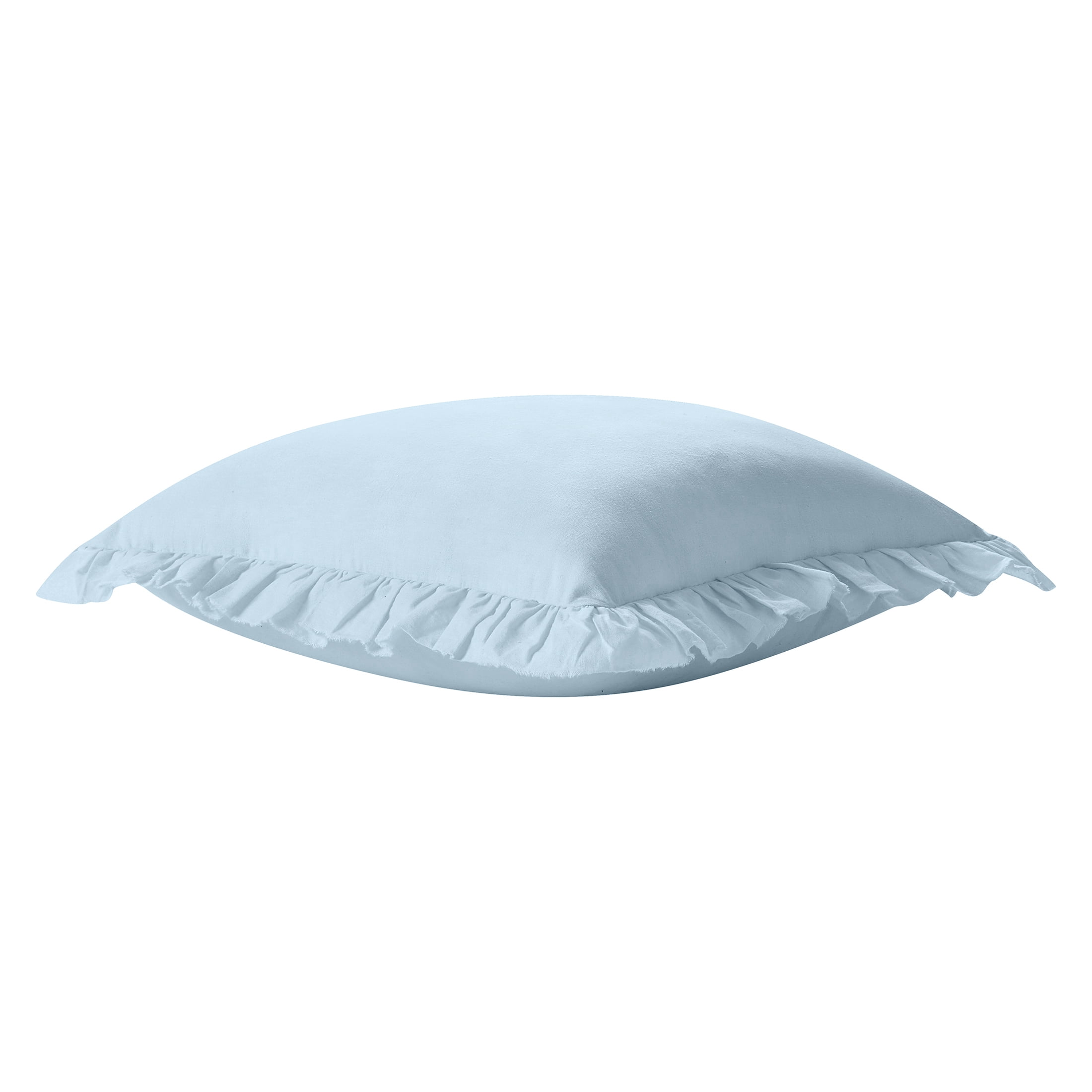 My Texas House 18" x 18" Blue Ruffle Cotton Decorative Pillow