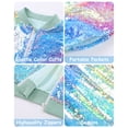 thumbnail image 4 of CARETOO Girls' Sequin Bomb Jacket Shiny Set Long Sleeved Zipper Bright Color for Girls' Kid Birthday Concert Varsity Jacket, 4 of 7