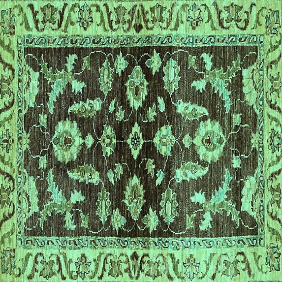 Ahgly Company Indoor Square Oriental Turquoise Blue Traditional Area Rugs, 5' Square
