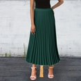 thumbnail image 2 of Robes pour Femmes Taille Haute en Chiffon à Volants Jupe Midi Unie Longueurs Longues Robe de Printemps Vert Foncé m, 2 of 4