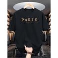 thumbnail image 2 of T-Shirt Décontracté à Col Rond pour Hommes avec Imprimé "Paris, Romantic City", Légèrement Extensible, Coupe Régulière, Manches Courtes d'Été, Mode et Polyvalent Fête des Pères, Fête des Mères, Nouvel An, Festival du Printemps, 2 of 7