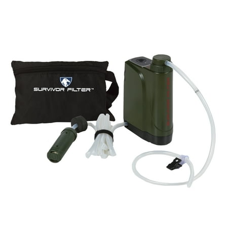 

Survivor Filter Pro X Electric Water Filtration System Survival Kit - USB and Battery-Powered Portable Water Filter for Backpacking Hiking Camping - Removes 99.999% of Tested Virus Bacteria Parasites