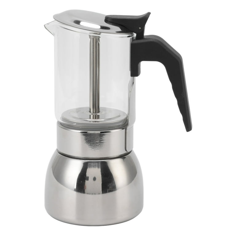 Glass Moka Pot, Portable Washable Stainless Steel Moka Pot Coffee Maker  Heat For Café 200ML 