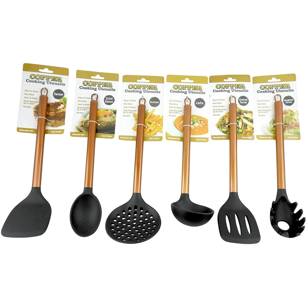 Set of 6 Copper Cooking Utensils With Heat Resistant Nylon Walmart