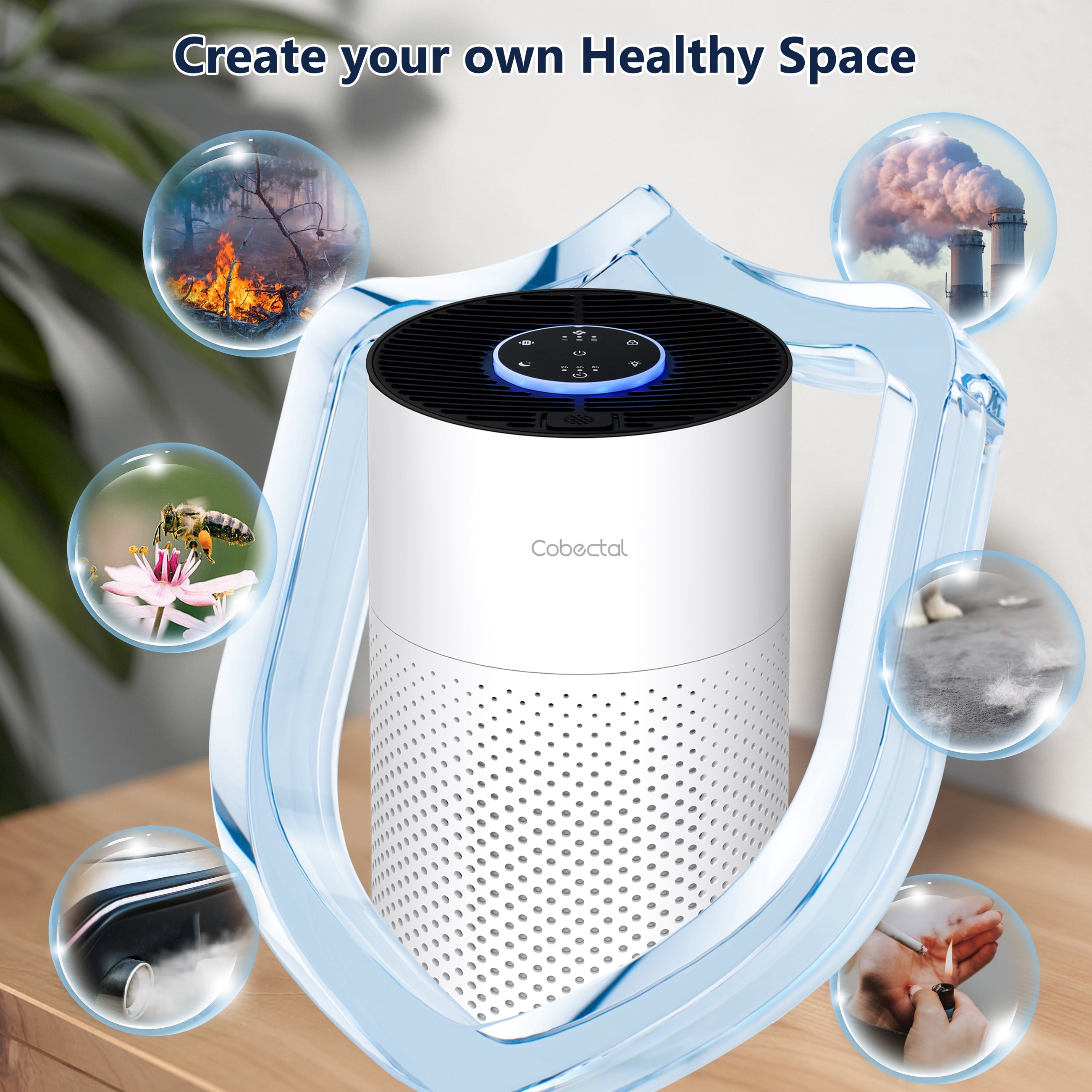 Cobectal H14 HEPA Air Purifiers for Allergies and Asthma, ZQA-4000C Cleaner Remove 99.97% Pet Hair