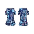 thumbnail image 3 of JustVH Womens Cold Shoulder Soild Color Casual Tunic Blouse Tops, 3 of 4