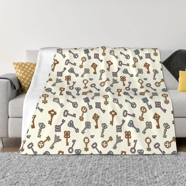 Fotbe Keys1 Manta de Franela con Estampado, Manta Ultrasuave para Cama, Sofá, Auto, Hipoalergénica y Antibolitas-50"x40"