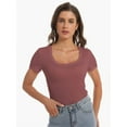 thumbnail image 5 of Women Casual Long Sleeve Slim Scoop Neck Fit T Shirts Basic Tee Tops Crew, 5 of 5