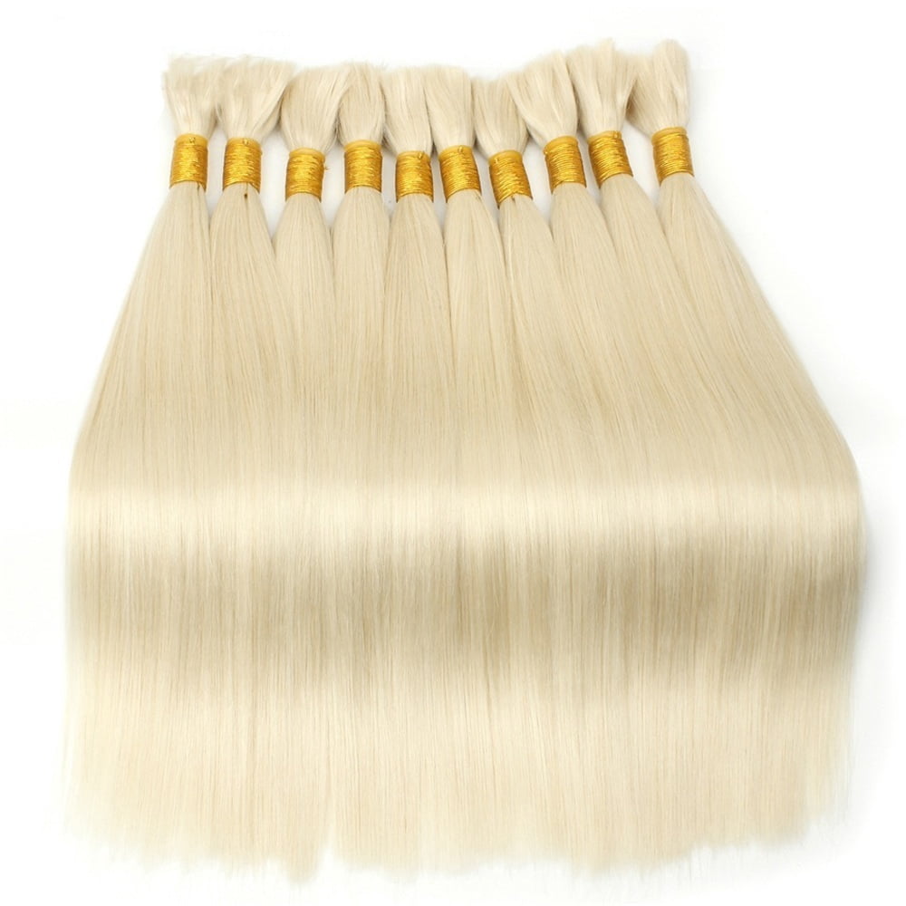 Light Blonde Human Braiding Hair Bulk No Weft Extensions 100G Remy Straight Hair Bundles