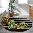 thumbnail image 4 of Area Rug 36in, St Patrick Gnome with Green Clovers Leaf Floor Carpet Living Room Rug, Black Stripes on Linen Cotton Non-Slip Welcome Mat Indoor Rugs for Bedroom Dining Room, 4 of 9