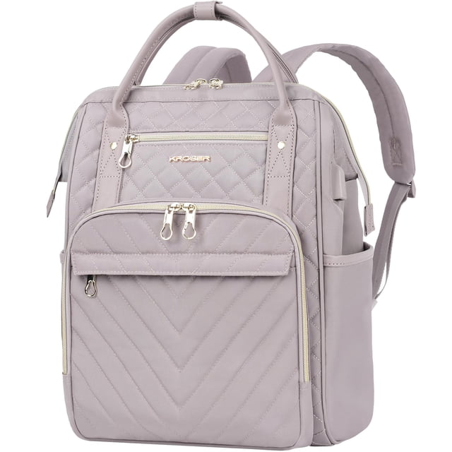 Mochila para portátil KROSER 17, repelente al agua con puerto USB, color rosa