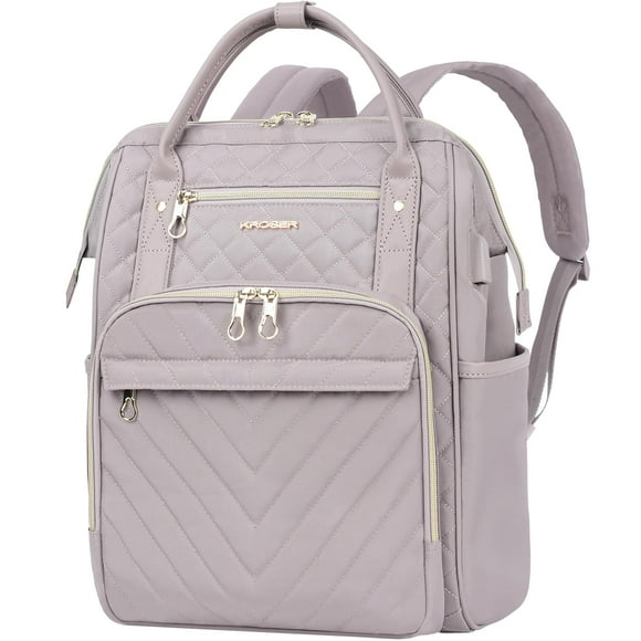 Mochila para portátil KROSER 17, repelente al agua con puerto USB, color rosa