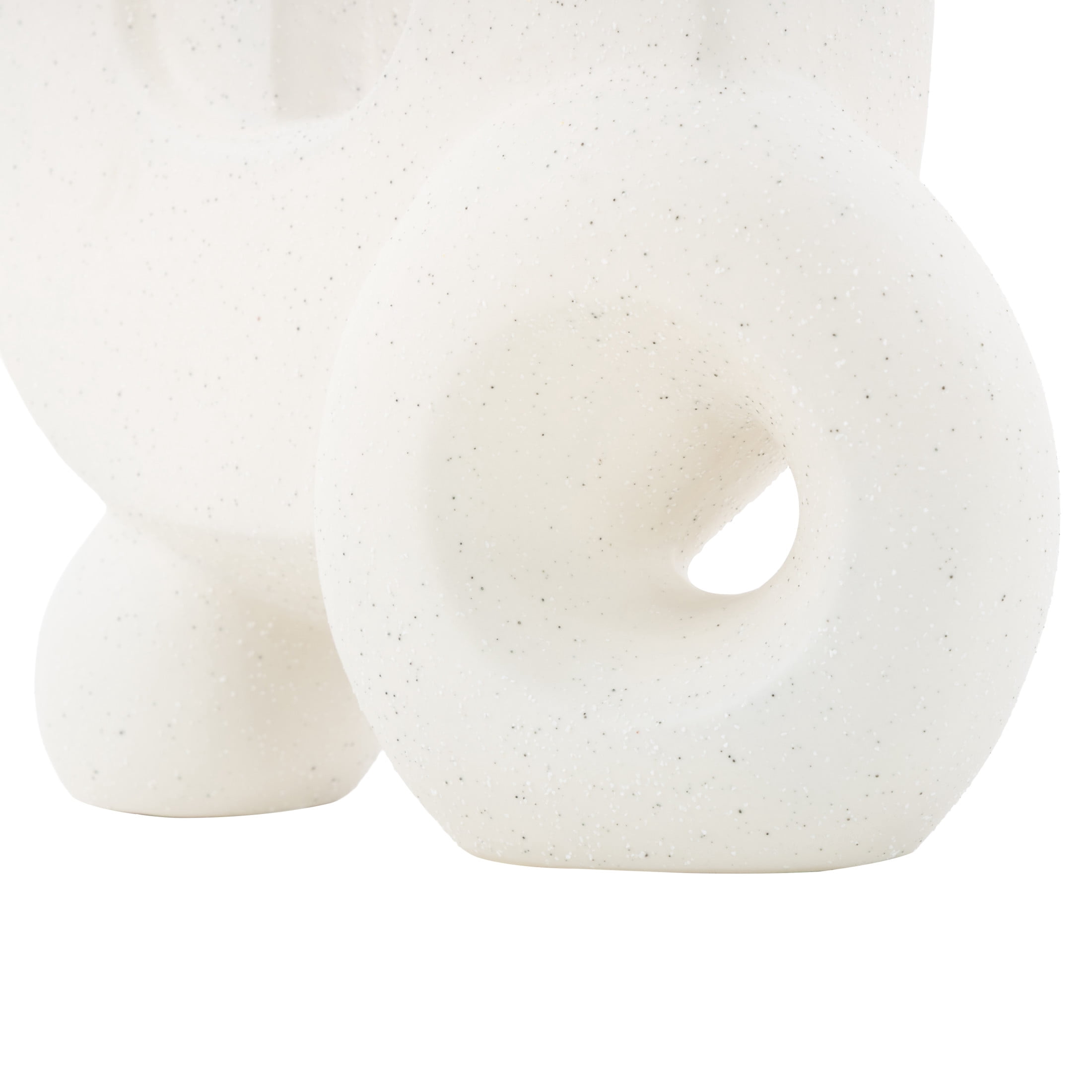 8" x 12" White Porcelain Ceramic Textured Geometric Sculpture with Black Speckles, by DecMode
