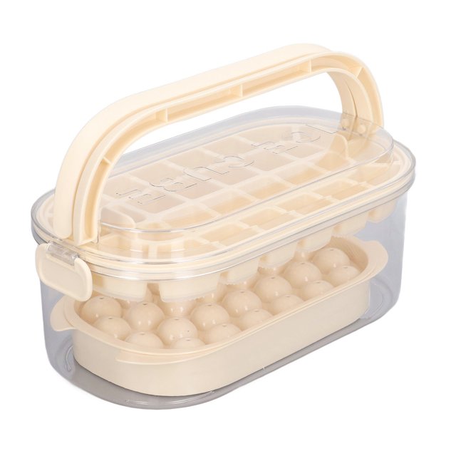 Ice Tray, Square Round Sphere Ice Molds PP Material Dustproof Anti Odorant Easy Release Reusable Ice Ball Maker Mold Container with Lid and Storage Bin for Whiskey Coffee