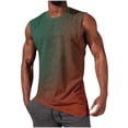 thumbnail image 2 of Mens Vests Tops Sleeveless Tshirt Men Tank Top Summer Round Neck Hawaiian Printed Beach Vest for Holiday Gym Army Green L, 2 of 5