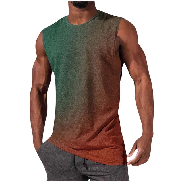 Pullover de Impresión de Moda Casual de los Hombres Cuello Redondo sin Mangas para Deportes Al Aire Libre Y Uso Diario