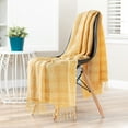 thumbnail image 2 of Chanasya Pleated Solid Plaid Acrylic Throw Blanket With Tassels - Lightweight and Super Soft, Modern Woven Blanket for Couch, Home, Living Room, and Bedroom Décor (50x65 Inches) Yellow, 2 of 6