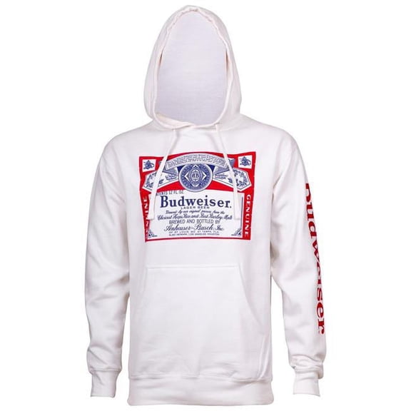 Budweiser 797618-L Budweiser Men Beer White Hoodie - Large