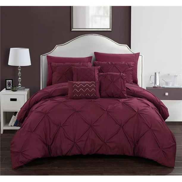 Chic Home BCS10414US Queen Size Zita Comforter Bed Set, Burgundy 10