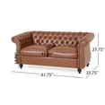 thumbnail image 2 of 61-Inch Upholstered Loveseat Sleeper Sofa with Pillows, Convertible Couch Bed for Living Room, Apartment, Office Use, Light Brown PU Fabric, 2 of 8