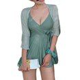 thumbnail image 2 of Fairnull Ruffle One-piece Swimsuit Solid Color Breathable Padded Bra with Chest Pad Comfortable Pool Wear Sexy Backless Push-Up Monokini Skirt Bathing Suit Swimming Clothes, 2 of 8