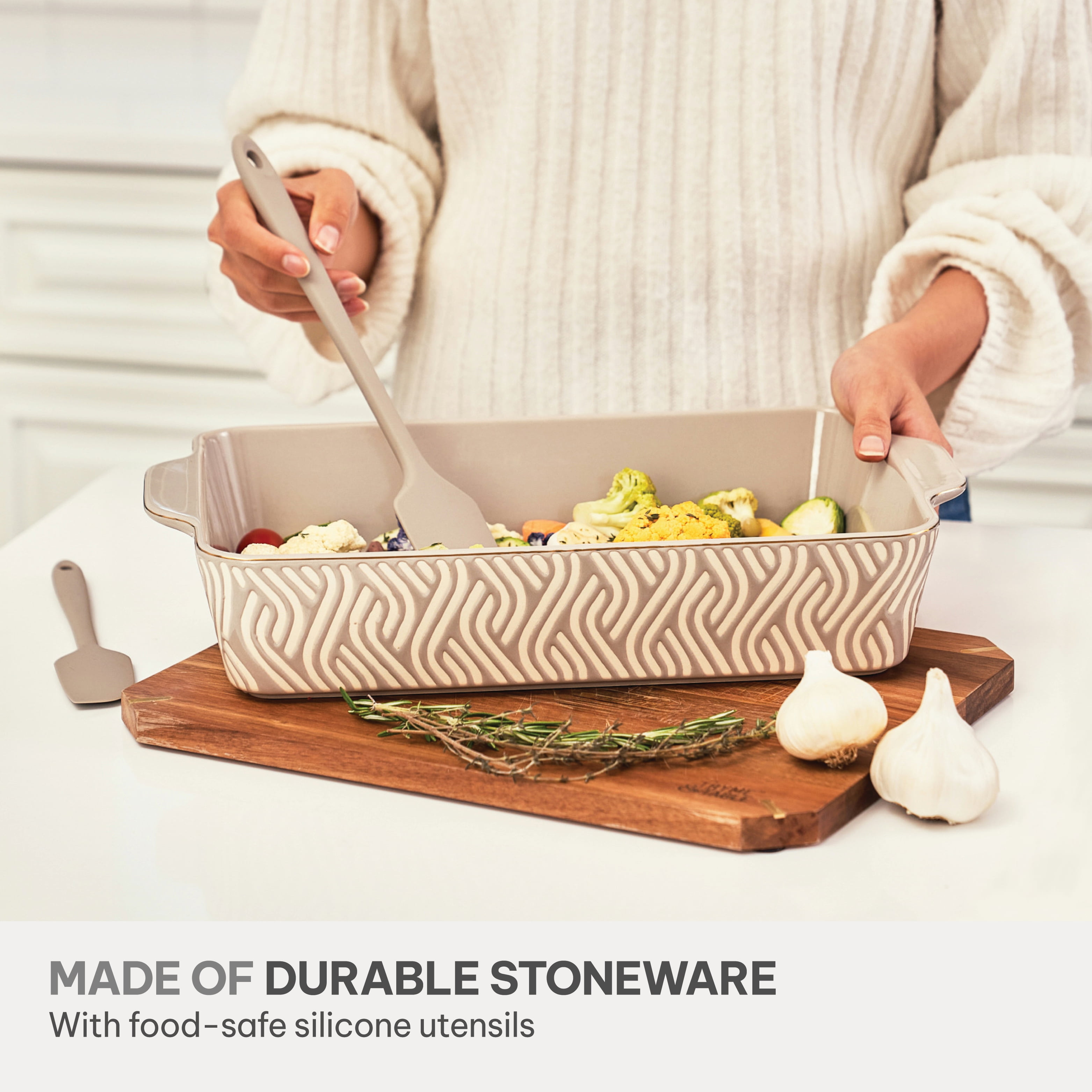 Thyme & Table, 10-Piece Ceramic Bakeware Set, with Spatulas & Whisk, Madison