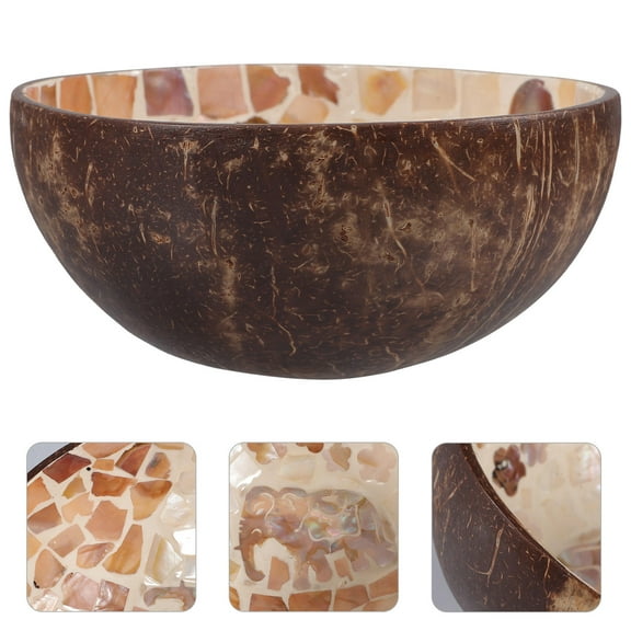 Mobutofu Handmade Coconut Bowl For Keys Holder 1 Pair 5.4x2.4in