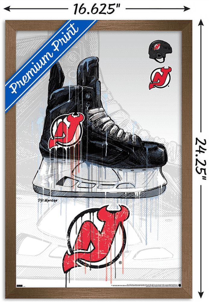 NHL New Jersey Devils - Drip Skate 21 Wall Poster, 14.725" x 22.375", Framed