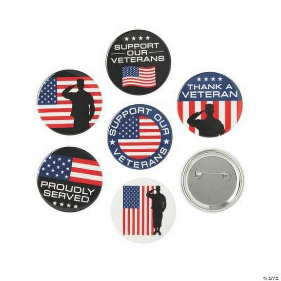 Veteran Buttons, Birthday, Party Favors, Jewelry, 24 Pieces
