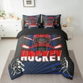 thumbnail image 3 of Homewish Hockey Theme 7-Piece Twin Bedding Sets,Ice Hockey Helmet Bedding Comforter Set,Red Black Sheet Sets For Kids,Microfiber Bedroom Decor Reversible, 3 of 9
